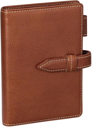 Raymay Fujii Da Vinci Oil Leather Pocket 14mm Personal Organizer - Dark Brown