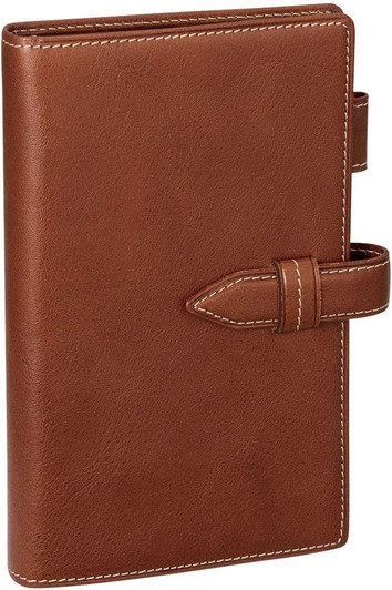 Raymay Fujii Da Vinci Oil Leather Bible 15mm Personal Organizer - Dark Brown