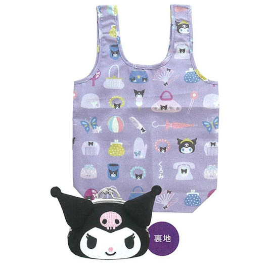 Sanrio Kiss Lock Pouch With Included Eco Bag Featuring Kuromi