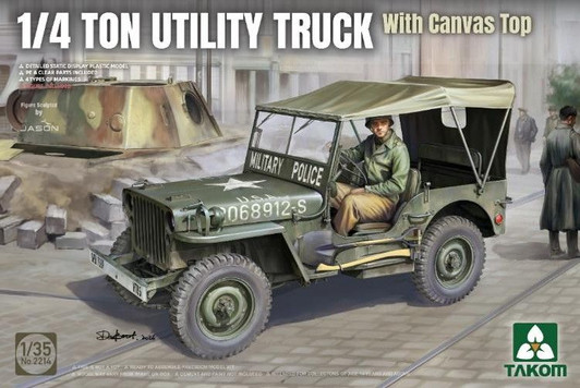 Scale 1/35 United States Army 1/4 Ton Utility Truck With Canvas Top