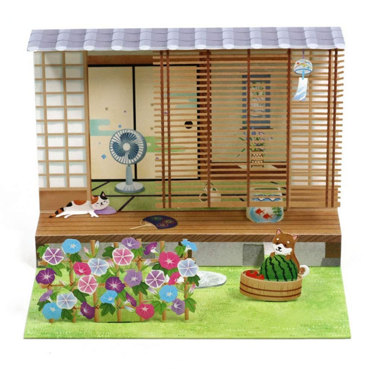 Sanrio Message Card Summer Card Garden With Morning Glory Trellis And Shiba Inu Greeting Card