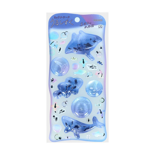 Sun Star Stationery Water Puffy Stickers Glossy Droplets Midnight Aquarium S8817880