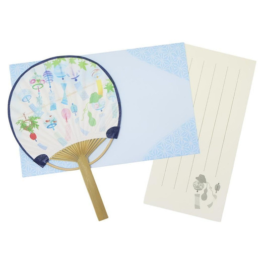 Greeting Card Bamboo Fan With Message Pad Summer Card Wind Chime