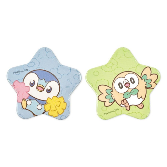 Pokemon Center Original Star-Shaped Can Badge 2-Piece Set Piplup Rowlet Sports PokePeace