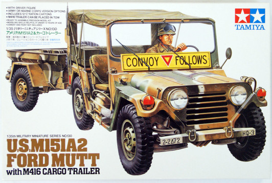 Tamiya 35130 U.S.M151A2 Ford Mutt with M416 Cargo Trailer 1/35 Scale Kit