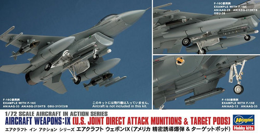 Hasegawa Check Please - Scale 1/72 Aircraft Weapons IX U.S. Joint Direct Attack Munitions & Target Pods