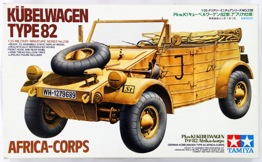 Tamiya 35238 German Kubelwagen Type 82 Africa Corps 1/35 Scale Kit Tamiya 35238 German Kubelwagen Type 82 Africa Corps 1/35 Scale Kit