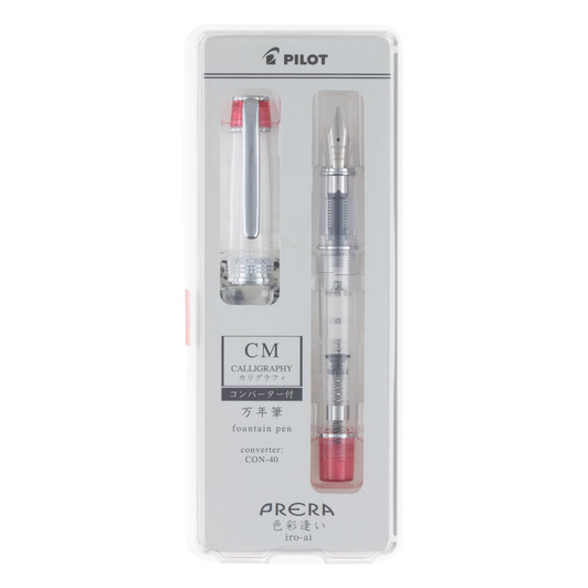 Pilot Prera Iro-Ai Fountain Pen - Transparent Red Calligraphy Nib
