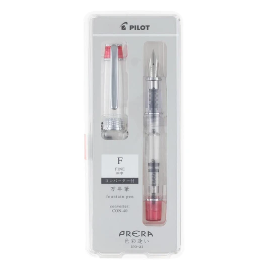  Pilot Prera Iro-Ai Fountain Pen - Transparent Red Fine Nib 