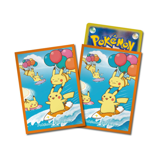 Pokemon Center Original Pokemon Card Game Deck Sleeves Surfing Pikachu & Flying Pikachu Orange