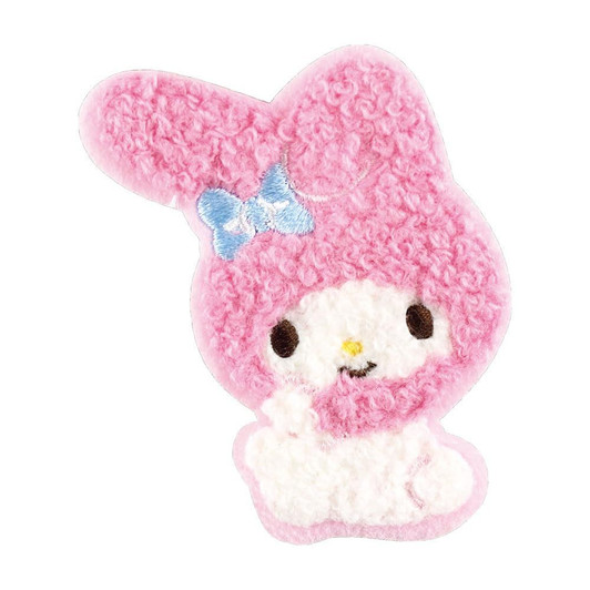T's Factory Sanrio Fluffy Embroidered Sticker Sitting Cutely / My Melody