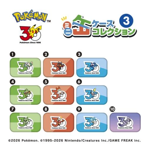  Ensky Pokemon 30th Anniversary Mini Can Case Collection 3 FULL BOX 