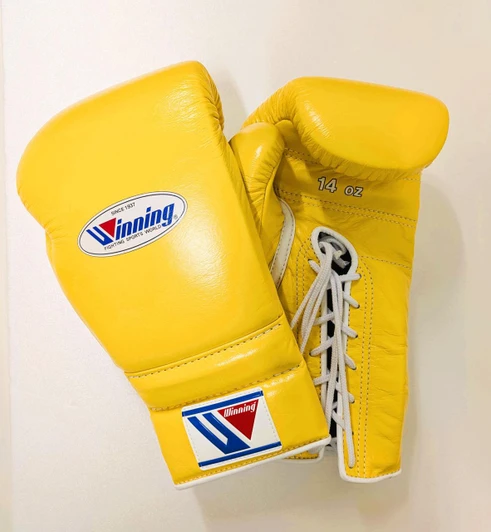  Winning Boxing Gloves CO-MS-500 Lace Up Pro Type 14 oz YELLOW (Made in Japan) 