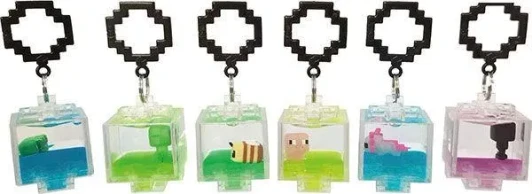 OUTLET SALE - Just Toys Minecraft Charm Keychain SINGLE RANDOM (8pcs) + Free Backpack Hanger!