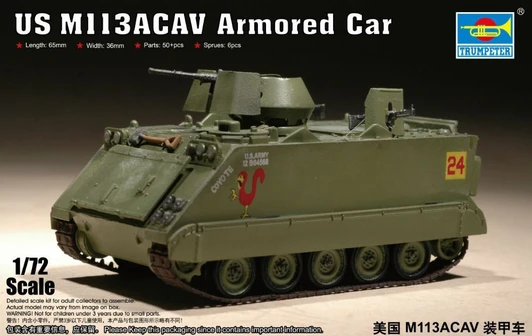 Trumpeter 1/72 Scale US Army M113 ACAV Armored Personnel Carrier Plastic Model