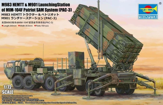 Trumpeter 1/72 Scale M983 HEMTT Tractor & Patriot M901 PAC-3 Launcher Plastic Model