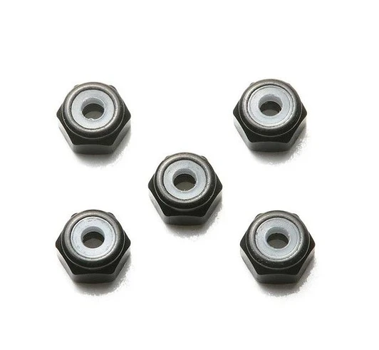Tamiya 95719 2mm Aluminum Lock Nut (Black, 5 pcs.) (Mini 4WD)
