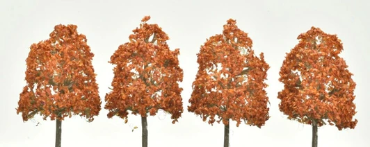Tomix 8209 Deciduous Trees (Red, 4 Trees Set) (N scale)