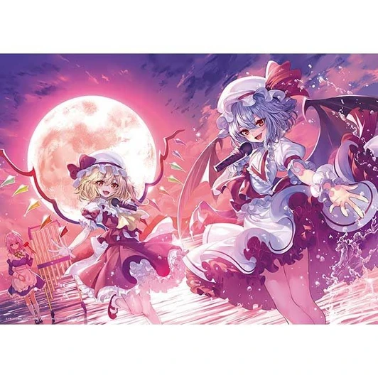 Jigsaw Puzzle Bloody Moon at the Foggy Lakeside (500 Pieces)