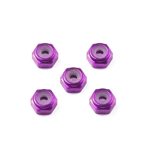 Tamiya 95555 Mini 4WD 2mm Aluminum Lock Nut (Purple, 5pcs)