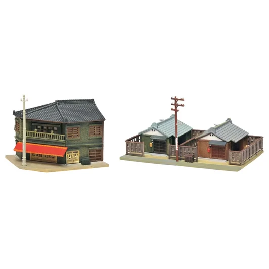 Tomytec (Building 110-1R) Two Single-Story Buildings and Corner Restaurant 1R (N scale)