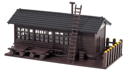 Greenmax 2640 Pre-Colored Wooden Railway Staff Hut (Dark Brown) Kit (N scale)
