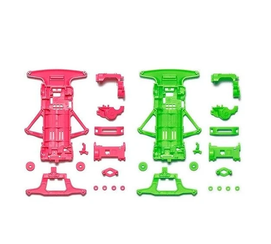 Tamiya 95711 Mini 4WD Super FM Fluorescent Color Chassis Set (Pink/Green)
