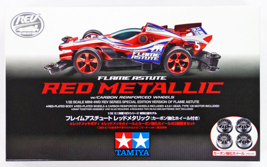 Tamiya Mini 4WD 95292 Flame Astute Red Metallic w/Carbon Reinforced Wheels 1/32
