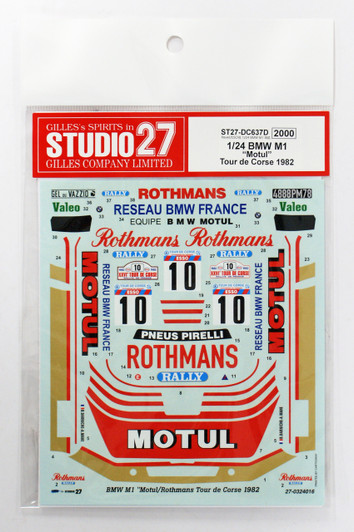 Studio27 ST27-DC637D BMW M1 Motul Tour de Corse 1982 Decal for Revell/ESCI 1/24