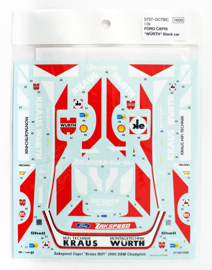 Studio27 ST27-DC700C Capri "Wurth" Black Car Decal for Tamiya 1/24