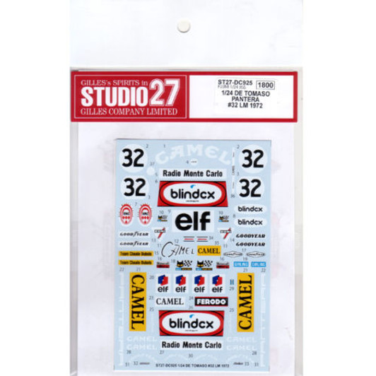 Studio27 ST27-DC925 De Tomaso Pantera #32 LM 1972 for Fujimi 1/24