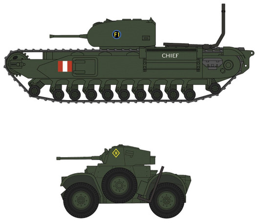 Hasegawa 30043 Churchill Mk.I/II & Daimler Mk.II "Dieppe Raid" 1/72 scale kit