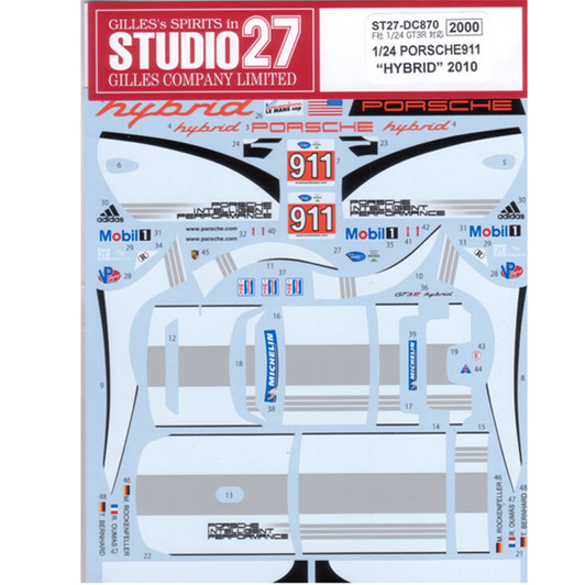 Studio27 ST27-DC870 GT3R Porsche911 "HYBRID" ALMS 2010 Decal for Fujimi 1/24