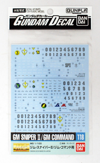 Bandai Gundam Decal No.118 for MG 1/100 Scale GM Sniper II & GM Command (249177)