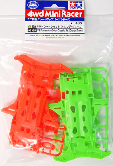 Tamiya 95355 Mini 4WD Fluorescent Chassis Set VS Chassis (Orange/Green)