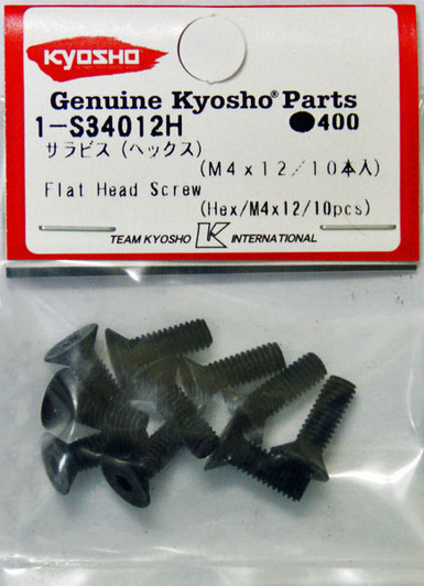 Kyosho 1-S34012H Flat Head Screw (Hex/M4x12/10pcs)