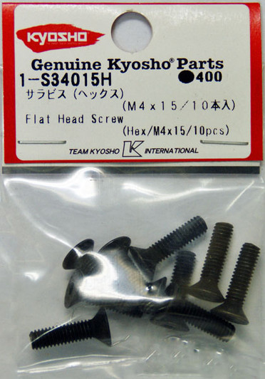 Kyosho 1-S34015H Flat Head Screw(Hex/M4x15/10pcs)