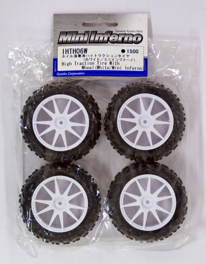 Kyosho IHTH06W High Traction Tire With Wheel(White/Mini Inferno)