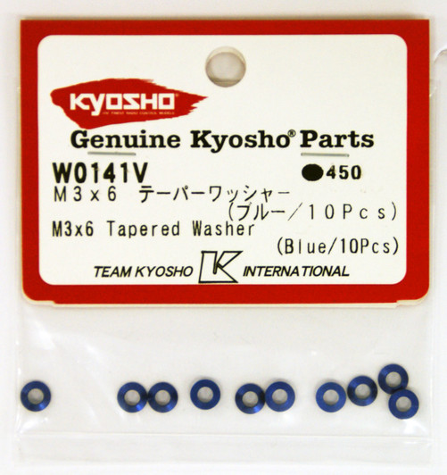 Kyosho W0141V M3x6 Tapered Washer (Blue/10Pcs)