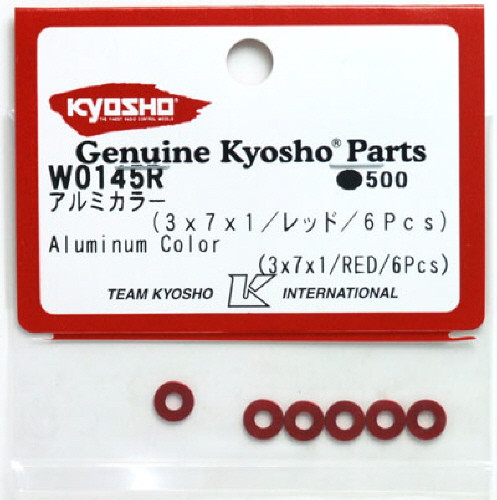 Kyosho W0145R Aluminum Collar (3x7x1/RED/6Pcs)