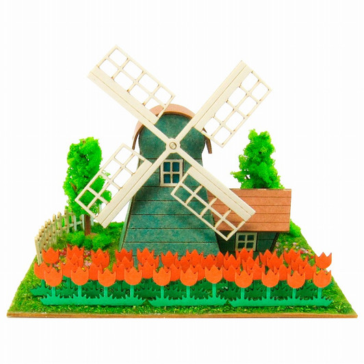 Sankei MP05-02 Tulip & Windmill Non-Scale Miniature Art Paper Kits Paper Kits
