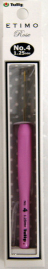 Tulip TEL-04 ETIMO Rose Steel Lace Crochet Hook with Cushion Grip No.4 (1.25mm)