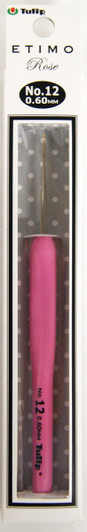 Tulip TEL-12 ETIMO Rose Steel Lace Crochet Hook with Cushion Grip No.12 (0.60mm)