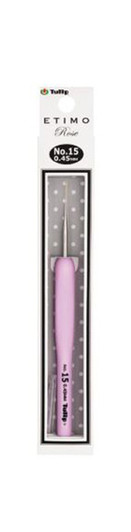 Tulip TEL-15 ETIMO Rose Steel Lace Crochet Hook with Cushion Grip No.15 (0.45mm)