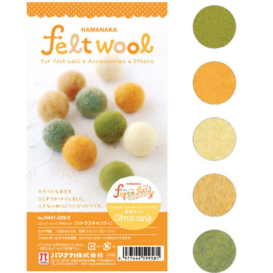 Hamanaka H441-229-2 Felt Wool Set for Felt Ball & Handicraft CITRUS CANDY