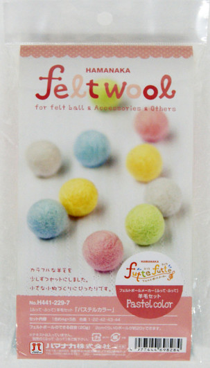 Hamanaka H441-229-7 Felt Wool Set for Felt Ball & Handicraft PASTEL