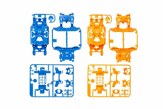 Tamiya 95386 Mini 4WD MS Chassis Set Light Blue/Orange