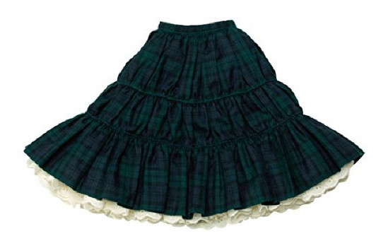 Azone FAR194-GRN for 50cm doll Natural Girly Tiered Skirt Green Check