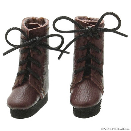 Azone PIC049-DBR 1/12 Lace-Up Short Boots Dark Brown