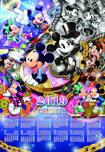 Tenyo Japan Jigsaw Puzzle D-1000-497 Mickey Fashion History 2019 Calendar (1000 Pieces)